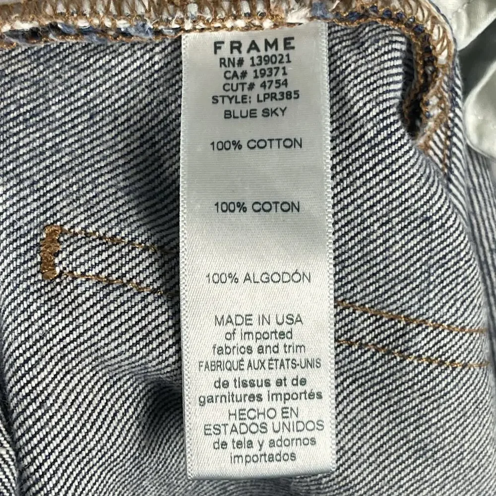 Frame Le Piper Jeans Womens 26 Blue Sky Cropped Mid Rise Rigid Cotton Distressed - Picture 15 of 16